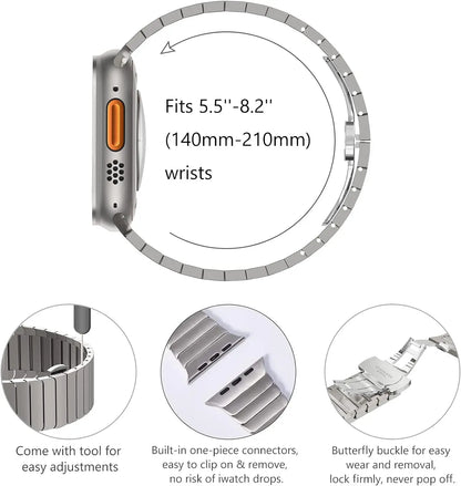 Ultra 3/2 Titanium & Stainless Steel Luxury Bracelet for Apple Watch — Fits Ultra 49/45/44/42mm & Series 11/10/9/46/41mm