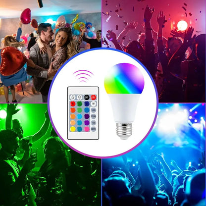 16 Color RGB LED Bulb - E27 Dimmable Smart Atmosphere Lamp with Remote Control
