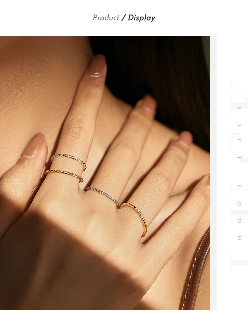 MODIAN 925 Sterling Silver Stackable Ring – Classic Wave Geometric Finger Ring, Fashion Jewelry for Women