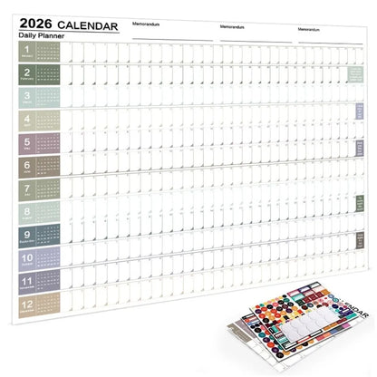 2026 Wall Calendar Planner - Annual Schedule Organizer with To-Do List Memo Pad & Agenda Tracker