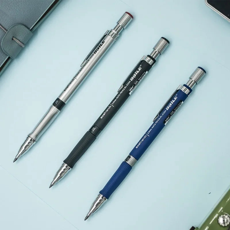 Mechanical Pencil Set 2.0mm – Automatic Pencil with 2B Black & Colored Lead Refills for Writing, Sketching, & Art Drawing
