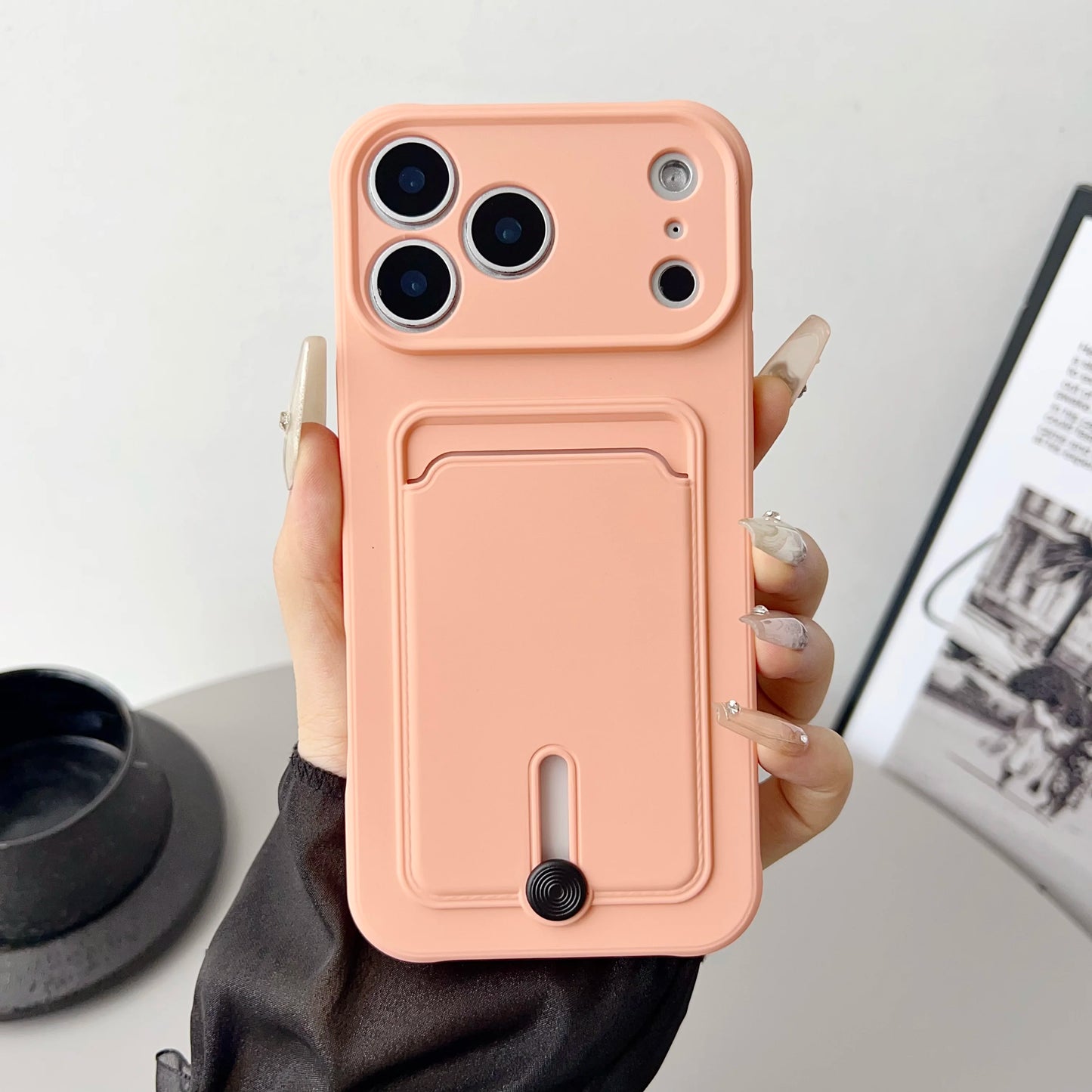 Push Card Wallet Phone Case with Card Slot Holder, Soft TPU Credit Card Cover for iPhone 17, 16, 15, 14, 13, 12, 11 Pro Max, Air, Plus & Mini