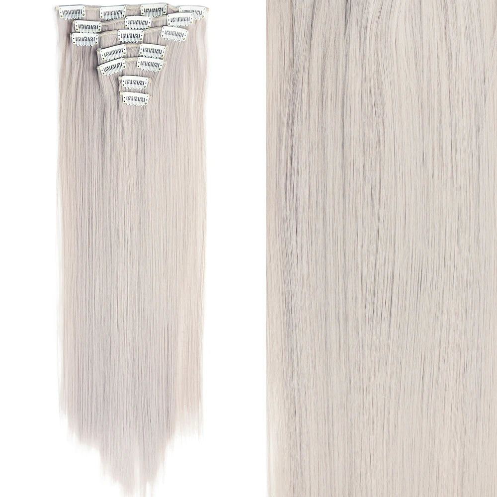 Women’s 7Pcs Hair Extensions with 16 Clips – Natural Black Straight Ombre Hairpiece
