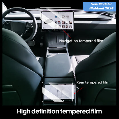 TESY Tempered Glass Screen Protector for Tesla Model YL/Y Juniper & Model 3 Highland - Front & Rear Display Protection