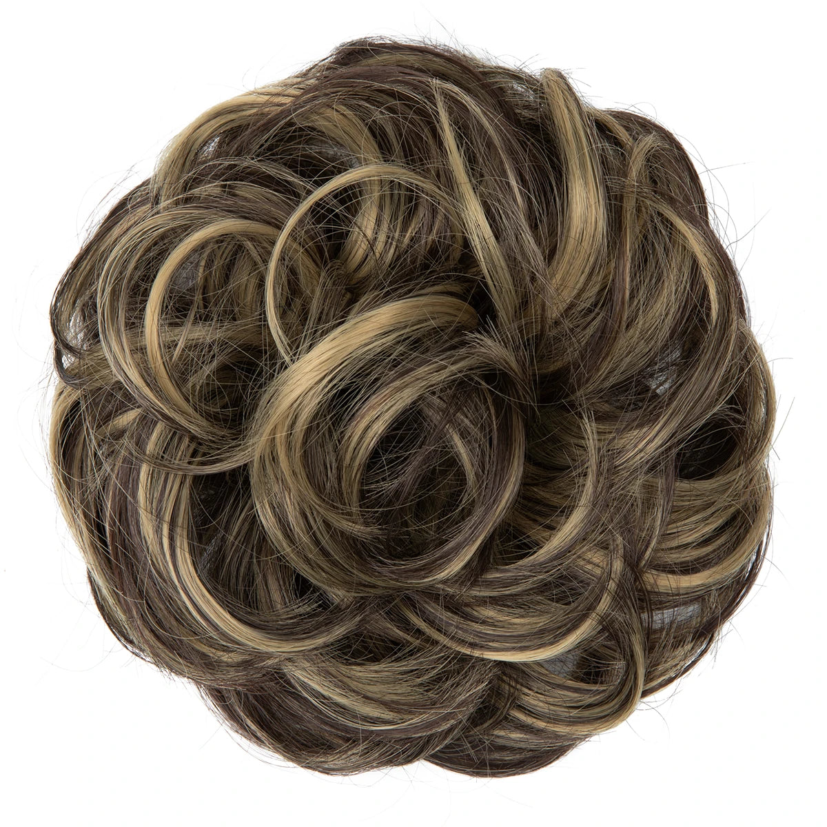 Synthetic Messy Hairpiece Chignon Scrunchie – Blonde & Brown Donut Bun for Women, Elastic Daily Use Hair Extension H9