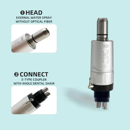 NSK FX23 Style Dental Low-Speed Handpiece Kit — Teeth Polishing Contra Angle with Air Motor, External Water Spray & 2/4H E-Type Connector