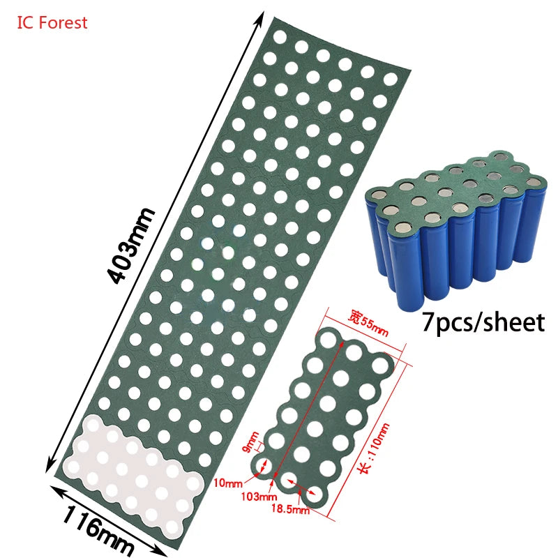 2-6P Hollow & Solid 18650 Li-ion Battery Insulating Gaskets – Positive Pole Protective Stickers with Highland Barley Paper Design