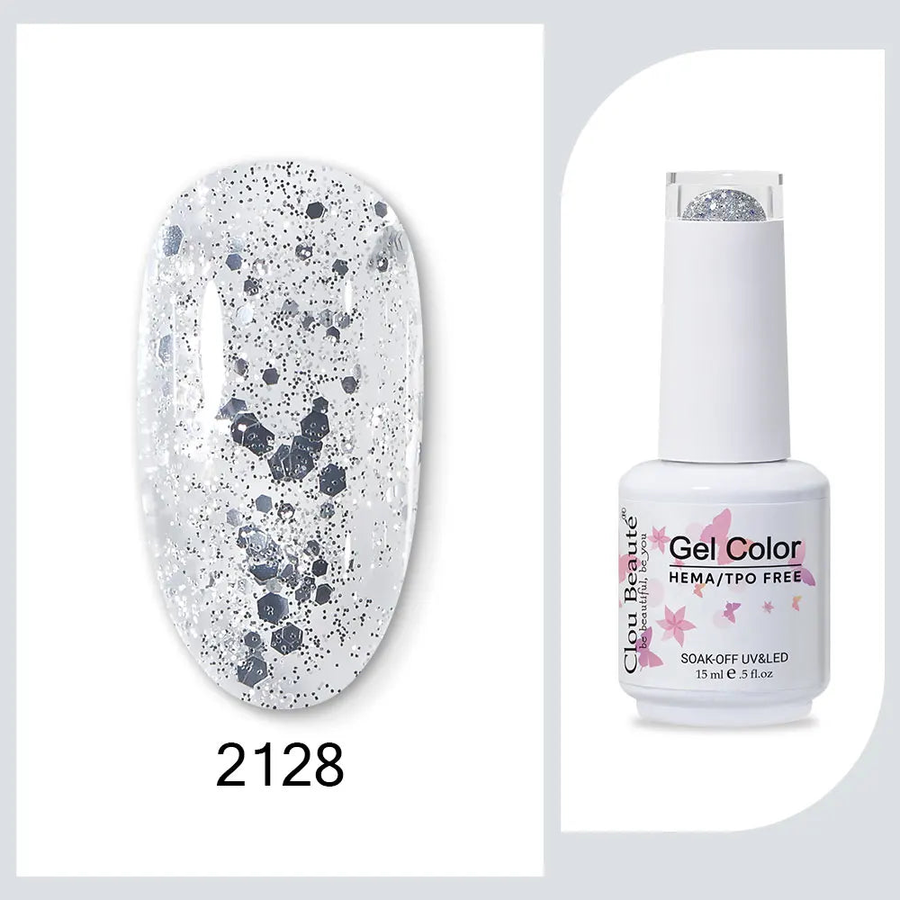 Clou Beaute 15ml Gel Nail Polish Set – Red Black White Green Neon UV Soak-Off Semi-Permanent Nail Varnish Base & Velvet Top Coat