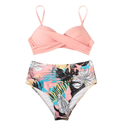Vintage High Waist Bikini Set 2025 – Women’s Push-Up Printed Swimwear Summer Beach Bathing Suit