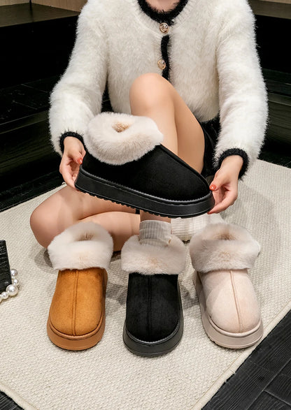 2024 Women's Fashion Snow Boots – Fluffy Plush Faux Fur Winter Slippers, Cozy Indoor Shoes for Men & Women