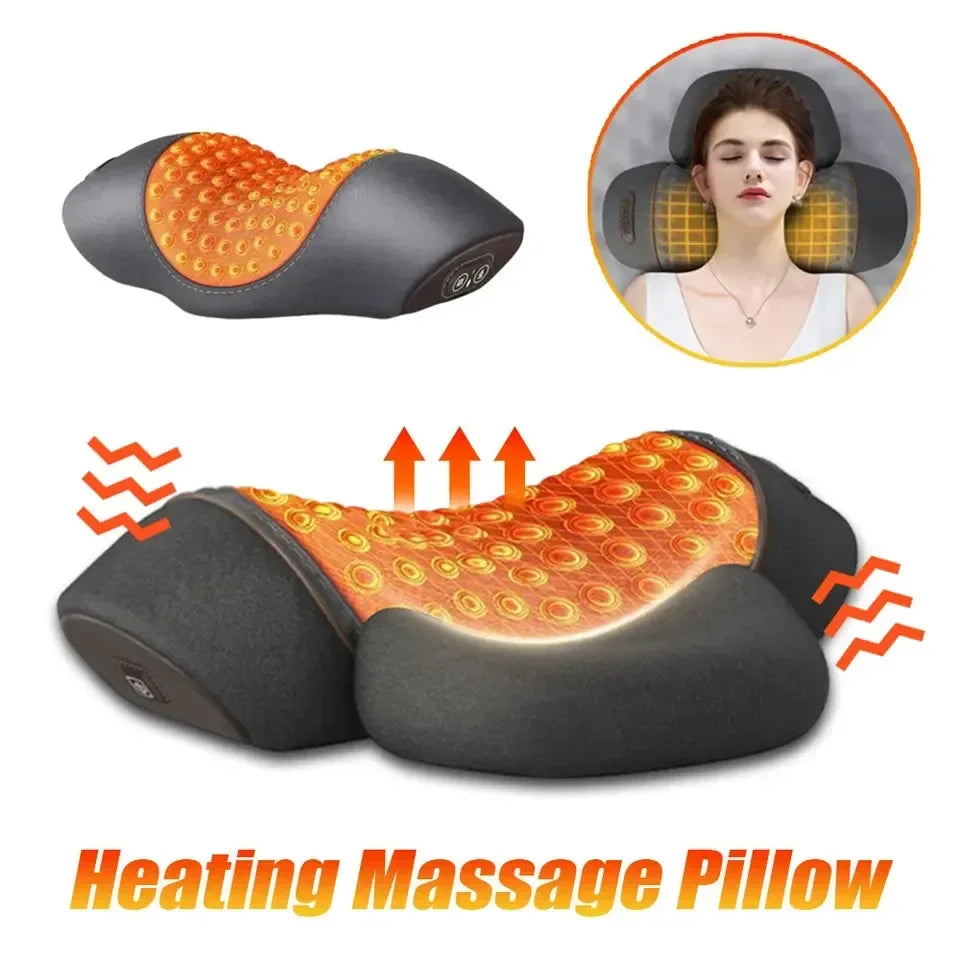 Electric Cervical Massage Pillow – Heated Vibration Neck Traction Memory Foam Support for Sleep & Spine Relaxation