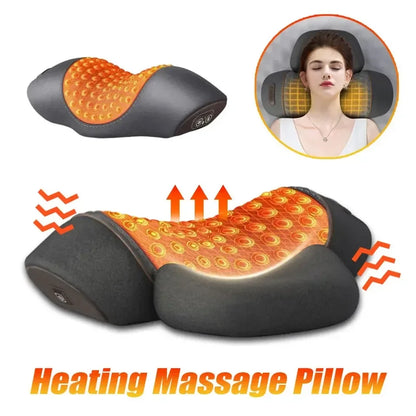 Electric Cervical Massage Pillow – Heated Vibration Neck Traction Memory Foam Support for Sleep & Spine Relaxation