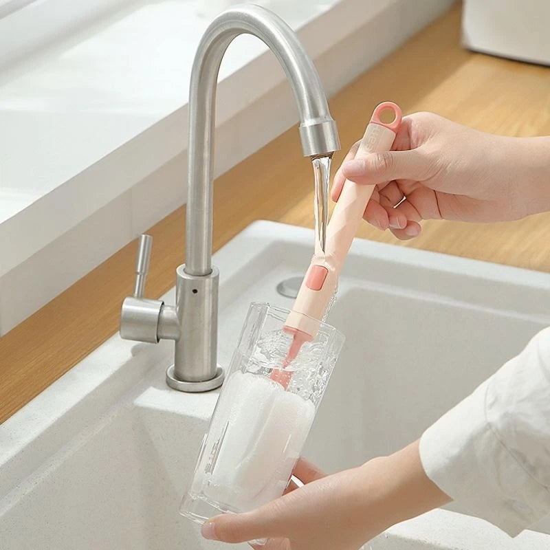 360° Rotating Bottle Brush Set – Soft Head Baby Bottle & Pacifier Cleaning Brushes, Food Grade Cup & Nipple Cleaner Tool