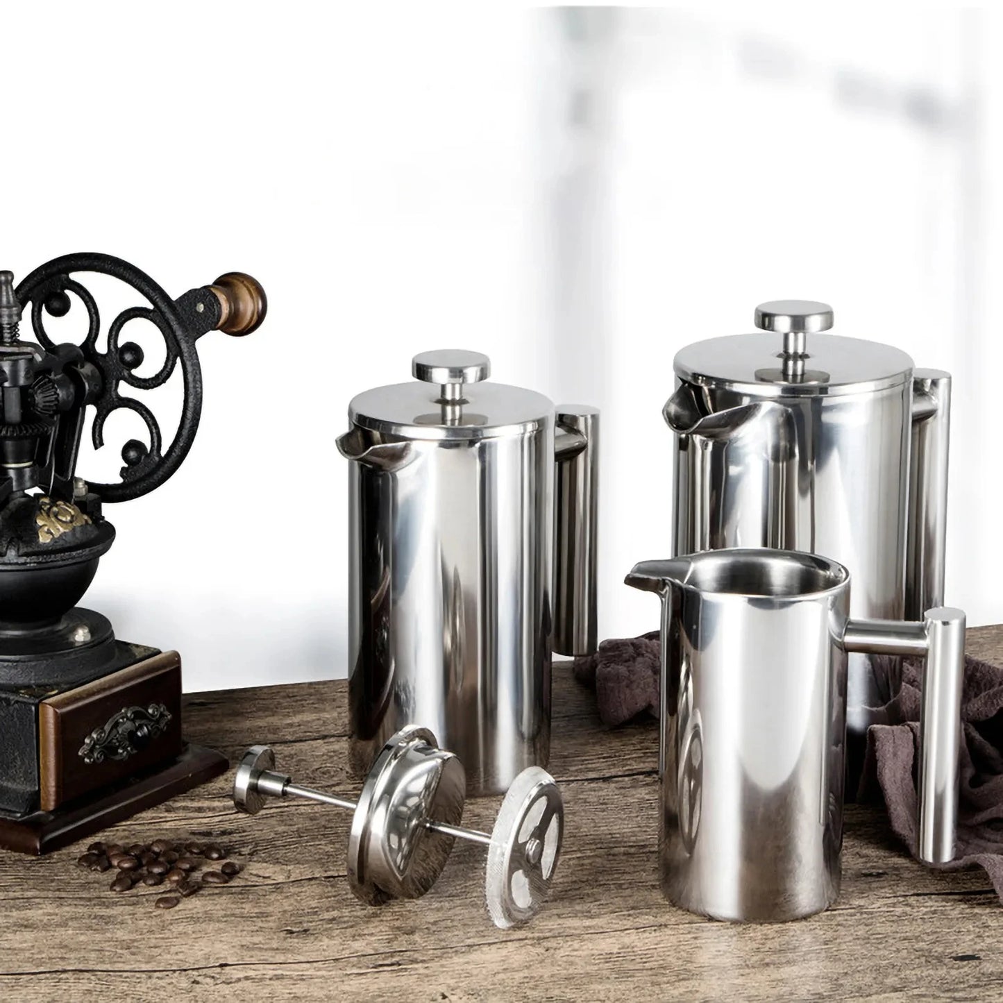 350ml/800ml/1000ml French Press Coffee Maker - Stainless Steel Double-Walled Insulated Coffee Pot