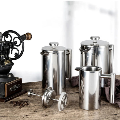 350ml/800ml/1000ml French Press Coffee Maker - Stainless Steel Double-Walled Insulated Coffee Pot