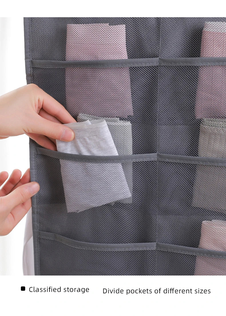 Double-Sided Hanging Underwear Storage Bag — Foldable Organizer for Socks and Underpants, Dormitory and Home Wardrobe