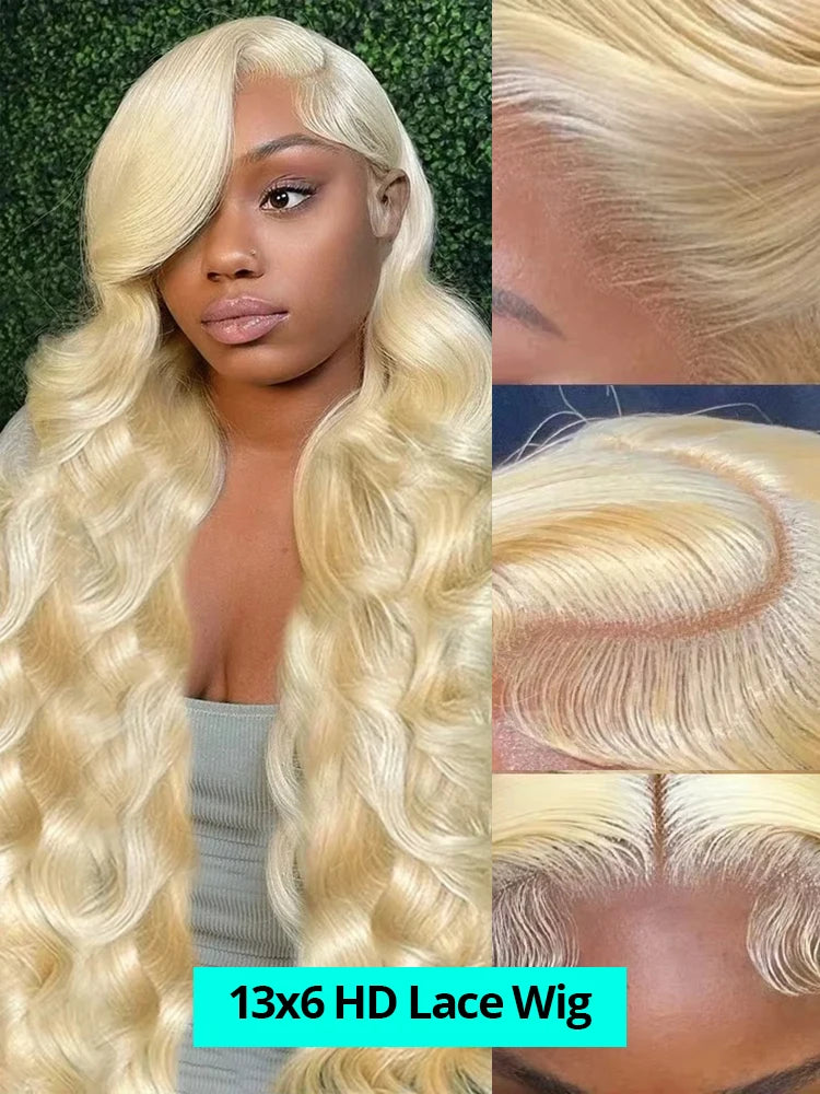 613 Honey Blonde 13x6 HD Lace Front Wig – Body Wave Transparent Human Hair Wig for Black Women