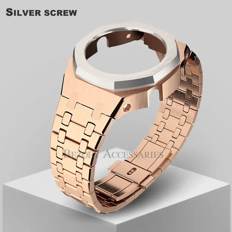 GEN4 Casioak GA2100 Mod Kit – Stainless Steel Case, Bezel, and Rubber Strap Replacement for G-SHOCK GA2100/GA2110