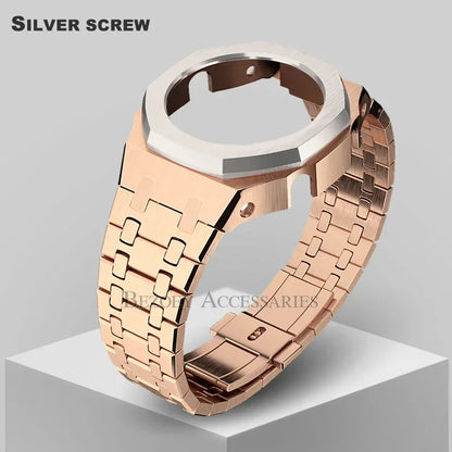 GEN4 Casioak GA2100 Mod Kit – Stainless Steel Case, Bezel, and Rubber Strap Replacement for G-SHOCK GA2100/GA2110