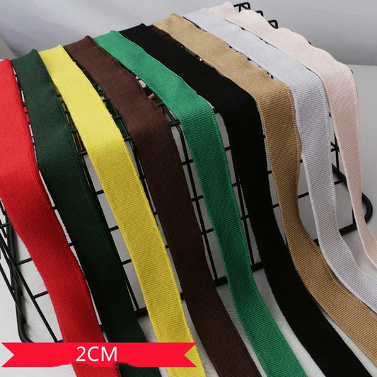 2CM Solid Color Ribbed Mercerized Cotton Knit – Soft T-Neck Short Cuffs with Elastic Edge