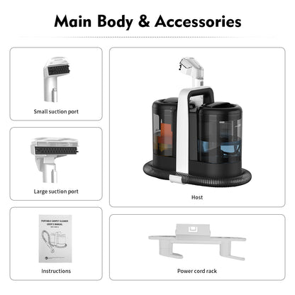 Mamnv Spot Cleaner - 600/450W Handheld Carpet Cleaner with 15/11KPa Suction, Integrated Spray Suction Machine for Sofas & Curtains