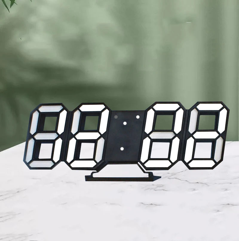 3D LED Digital Wall Clock – Luminous Multifunctional USB Plug-In Electronic Clock for Home Decoration