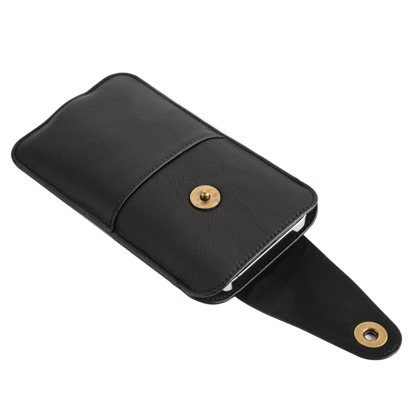 Genuine Cow Leather Phone Pouch – Men’s Waist Bag Holster for iPhone 7 to 16 Pro Max