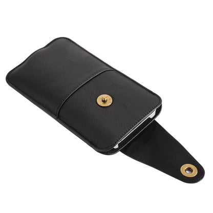 Genuine Cow Leather Phone Pouch – Men’s Waist Bag Holster for iPhone 7 to 16 Pro Max