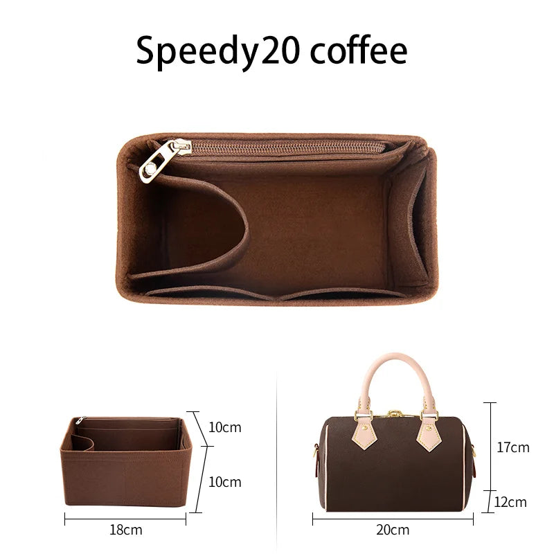 WUTA Felt Insert Bag Organizer — Inner Liner for LV Speedy 20/25/30/35 Handbags, Makeup & Travel Purse Storage
