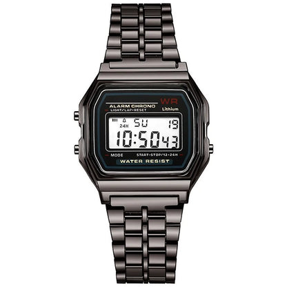 Luxury Rose Gold Digital Watch - Retro Electronic Display Wristwatch for Men and Women
