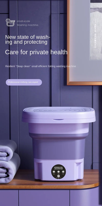8L Portable Foldable Washing Machine – Mini Washer with Spin Dryer for Socks, Underwear & Panties