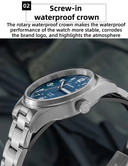 ADDIESDIVE AD2070 Men’s Automatic Mechanical Watch – Sapphire Crystal, 20Bar Waterproof, Super Luminous Stainless Steel