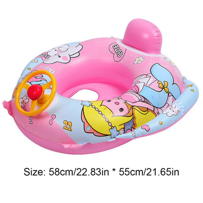 Inflatable Kids Swim Seat - Tear-Resistant Pool & Beach Water Toy with Fun Car Horn Design for Children