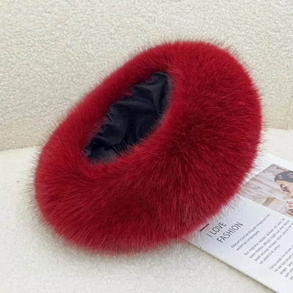 Winter Faux Fur Bucket Hat for Women – Fluffy Thick Plush Fisherman Hat, Coldproof & Windproof Skiing Fashion Panama Cap