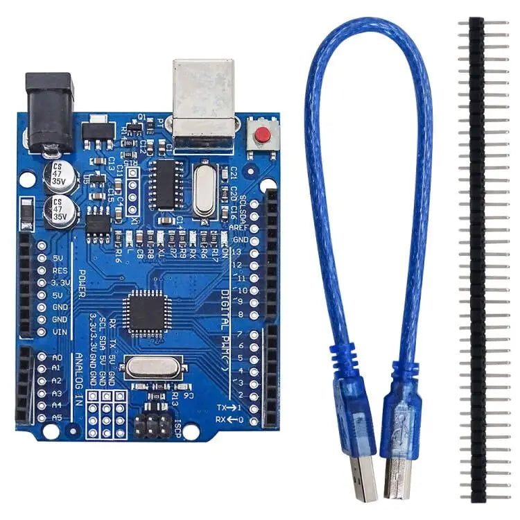 UNO R3 ATmega328P Development Board - Arduino IDE Compatible Controller Board with Pin Header & USB Cable