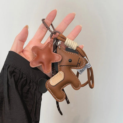 Pony Leather Keychain - Personalized Backpack Charm Car Key Holder Bag Pendant Purse Strap Decoration Gift