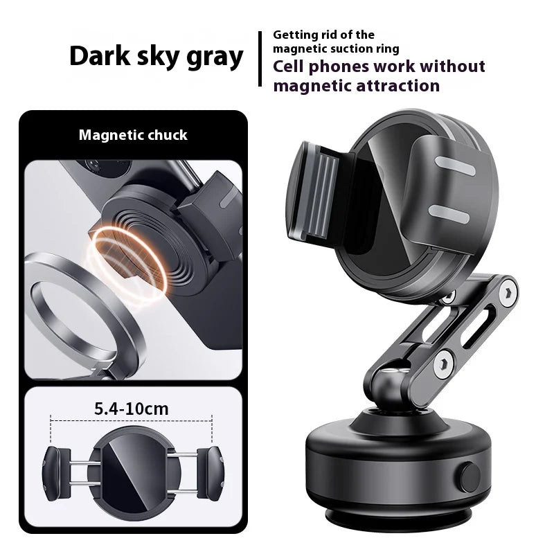 Magnetic Vacuum Adsorption Car Mount – Foldable 360° Rotating Aluminum Alloy Phone Holder for Smartphones