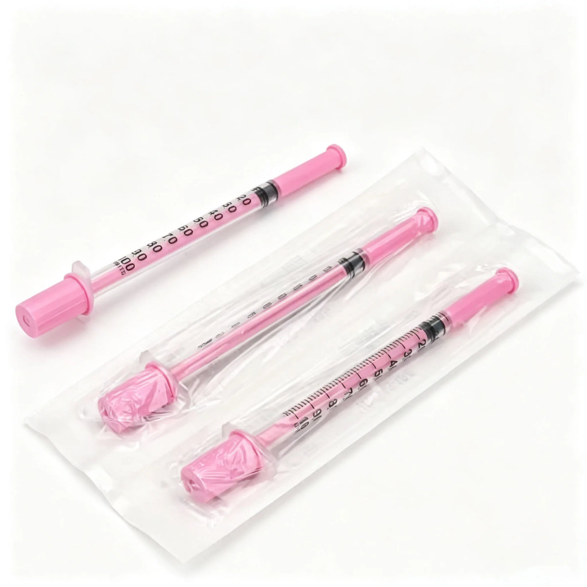 U-100 Insulin Syringes - 1ml Sterile Disposable Injection Tools in Purple, Pink, Blue, Green, Orange & Black for Beauty Machines