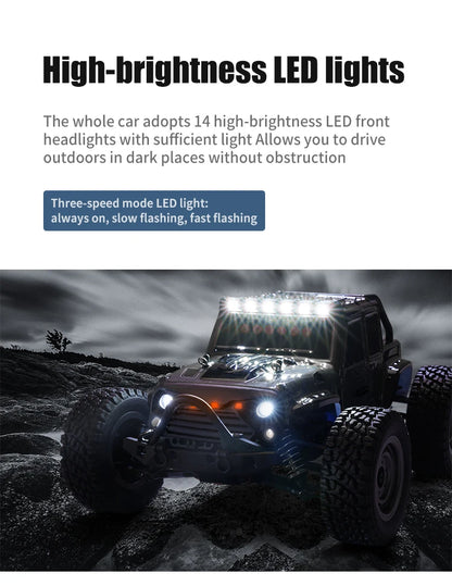 16103 Fast RC Cars – 50km/h 1/16 Off-Road 4WD Monster Truck with LED Headlights, 2.4G Waterproof Remote Control for Adults & Kids