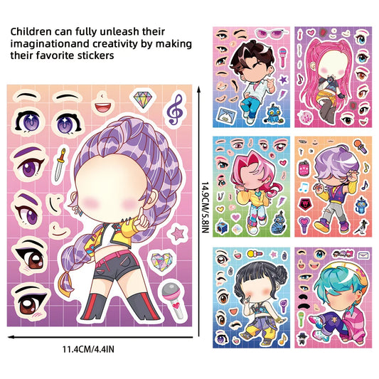 8/16/24pcs K-Pop Demon Hunters Puzzle Stickers – Cute Cartoon DIY Decals for Phone, Laptop & Luggage