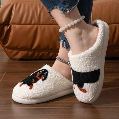Cartoon Cat & Dachshund Dog Slippers – Indoor Lightweight Cotton Slides for Men & Women, Warm Winter Bedroom Shoes
