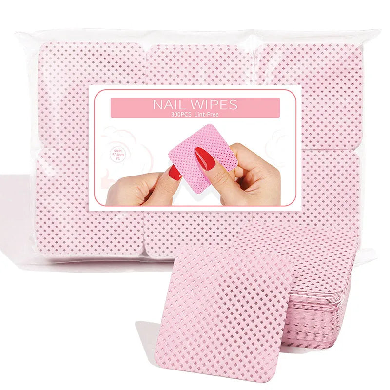Lint-Free Nail Wipes - 300pcs Cotton Pads for Gel Polish Removal & Nail Cleaning