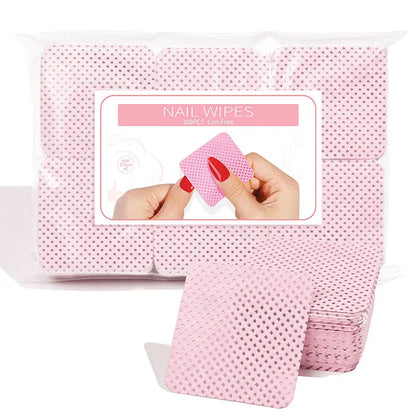 Lint-Free Nail Wipes - 300pcs Cotton Pads for Gel Polish Removal & Nail Cleaning