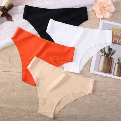 4 Pack Seamless No Show Thongs for Women – V-Waist Stretch, Breathable Sexy Underwear Panties