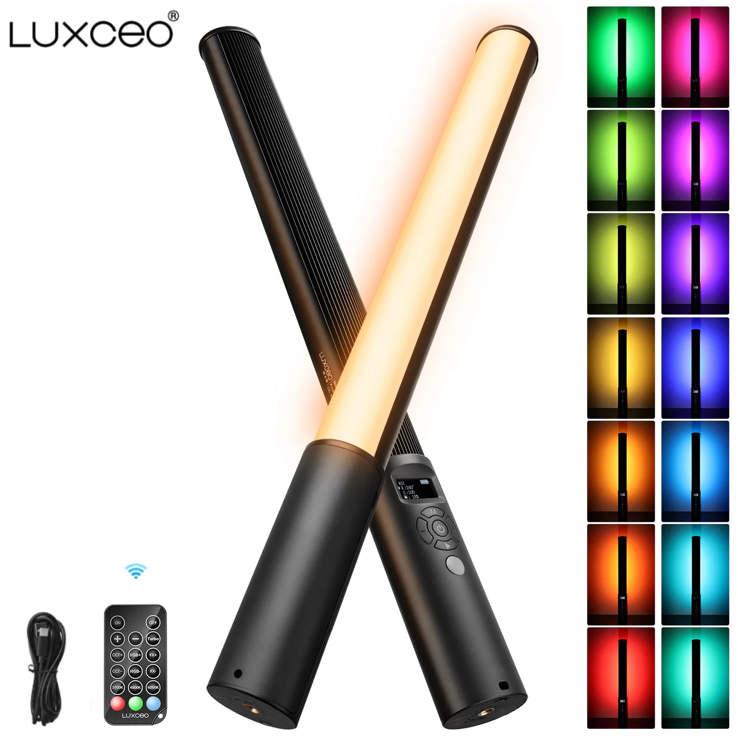 LUXCEO P400 RGB LED Light Wand for Photography & Video – CRI95+ Handheld Studio Tube Lamp 2500K-6500K for Vlogging & Content Creation