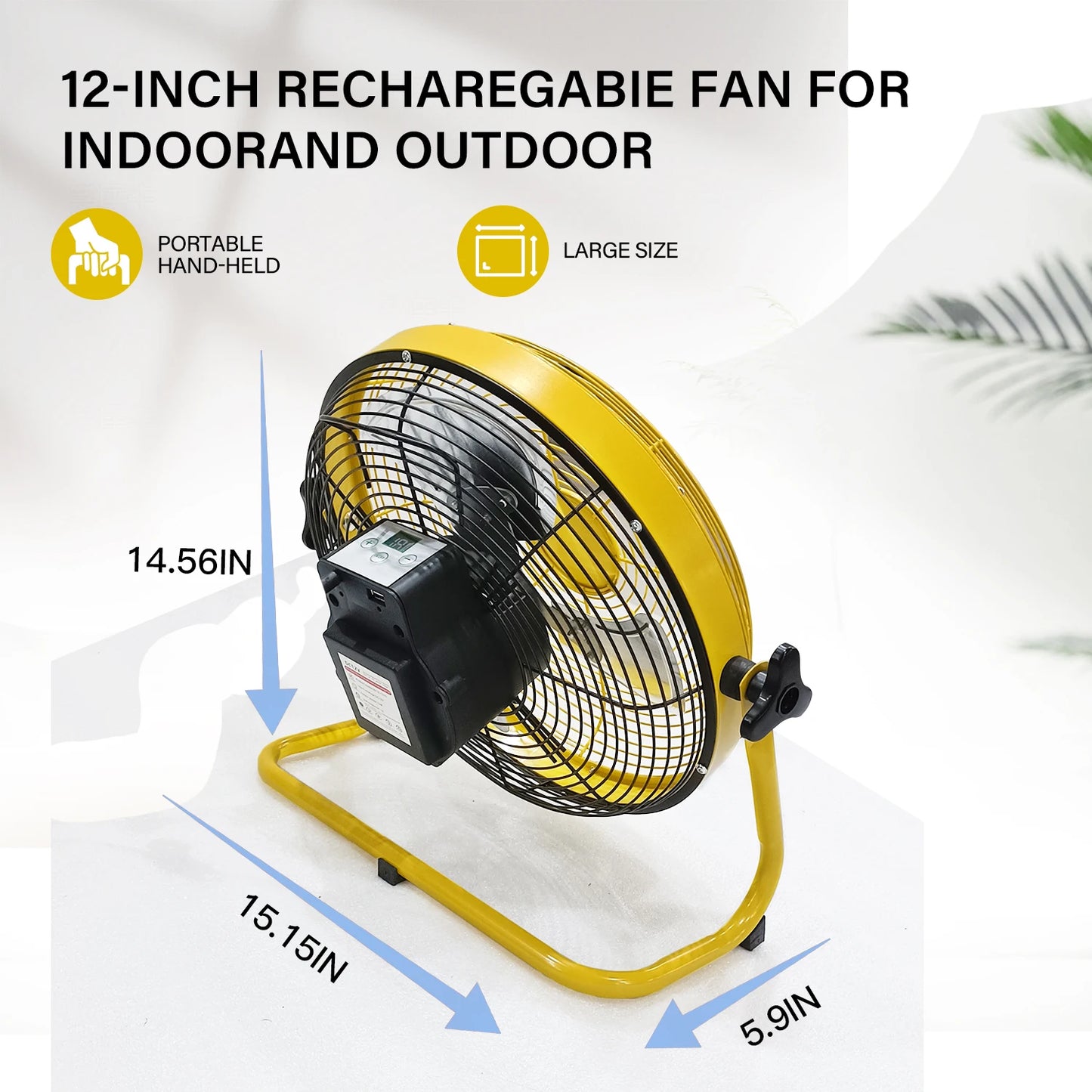 214-Inch Portable Rechargeable Table Fan – Solar & AC Powered Dual Input for Home, Camping & Fishing