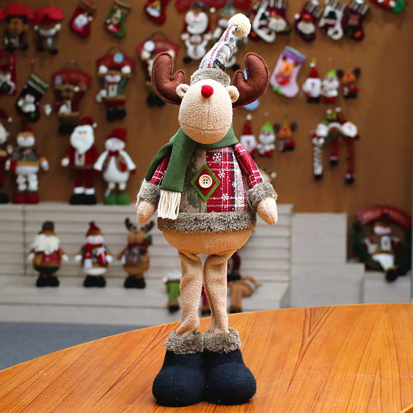 3PCS Christmas Decorative Dolls – Reindeer, Snowman & Santa Claus Standing Ornaments for Merry Christmas and New Year Celebration
