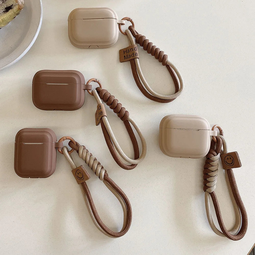 Caramel Soft Silicone Earphone Case with Bracelet — Fall Prevention Cover for AirPods 2, 3, Pro 2 Bluetooth Charging Box