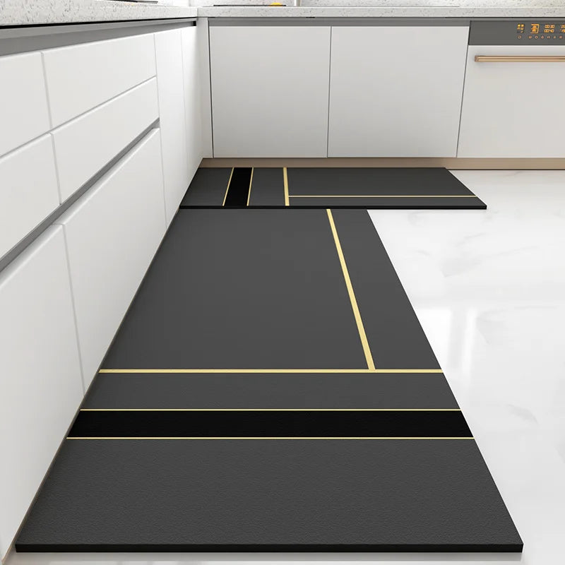 Luxury PVC Leather Kitchen Mat – Waterproof, Non-Slip, Washable Floor Rug for Home Decoration