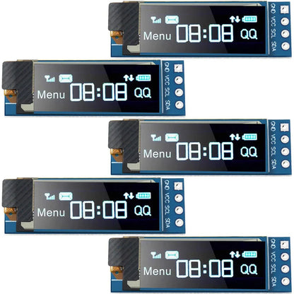 0.91 Inch OLED Display Module - 128x32 SSD1306 I2C IIC White Blue Screen for Arduino DIY Projects
